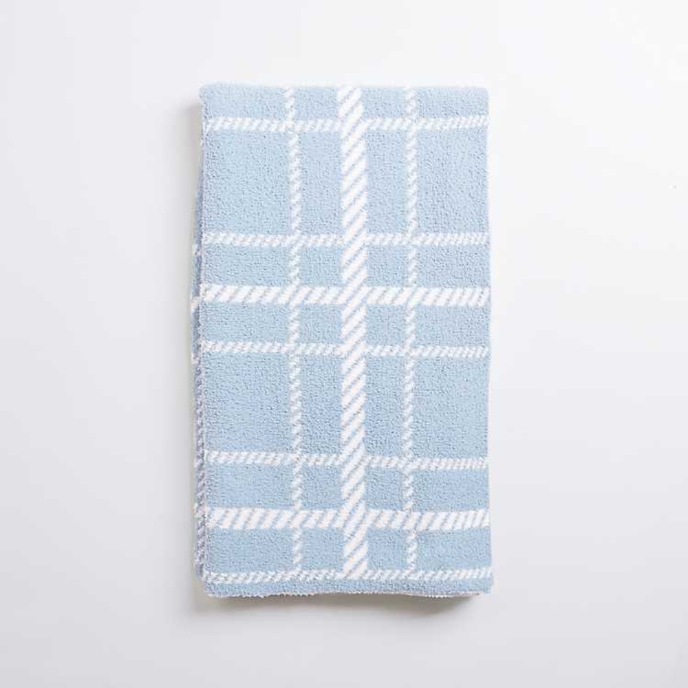 NWT. Kirkland’s Blue Plaid Throw 50x60 reversible